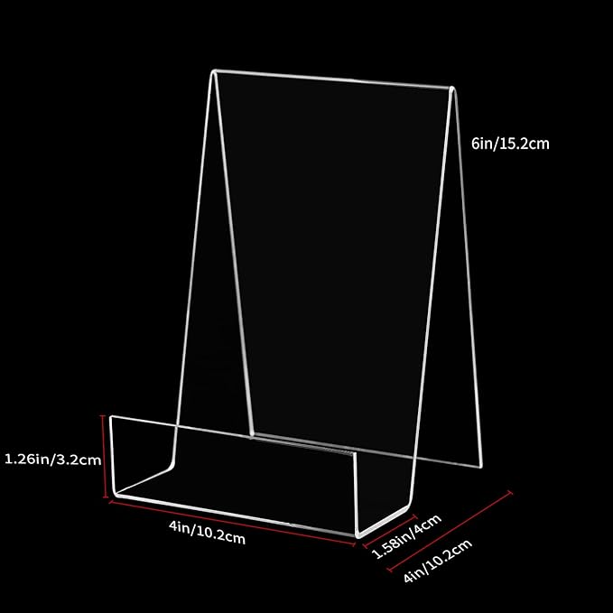 ZOEY Acrylic Book Stand with Ledge Clear Display Easels Plate - 5 Pack Large Book Holder Easel Stand for Display, Music Sheets, Artworks, CD, Tablet Holder