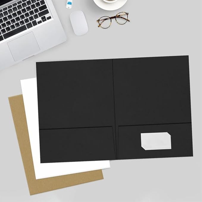 LUXPaper 9" x 12" Presentation Folders | Two Pocket | Midnight Black | 100lb. Cover | 100 Qty