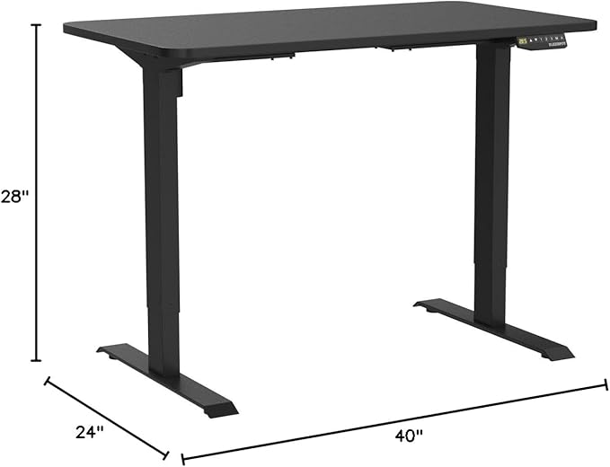 FLEXISPOT EN2 Whole-Piece Standing Desk with Clamp Power Strip, 40 x 24'' Electric Stand Up Height Adjustable Desk with Cable Management (Black Frame + 40" Black Top)