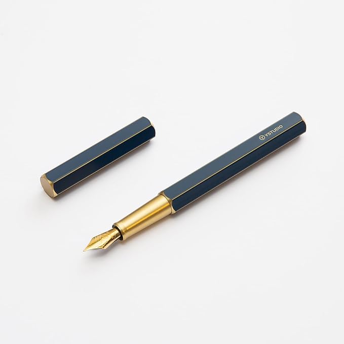 YSTUDIO Stunning Classic Revolve Fountain Pen, Schmidt Gilded Nib, Best Pen Gift Set for Men & Women, Professional, Executive Office, Nice Pens（blue，M nib）