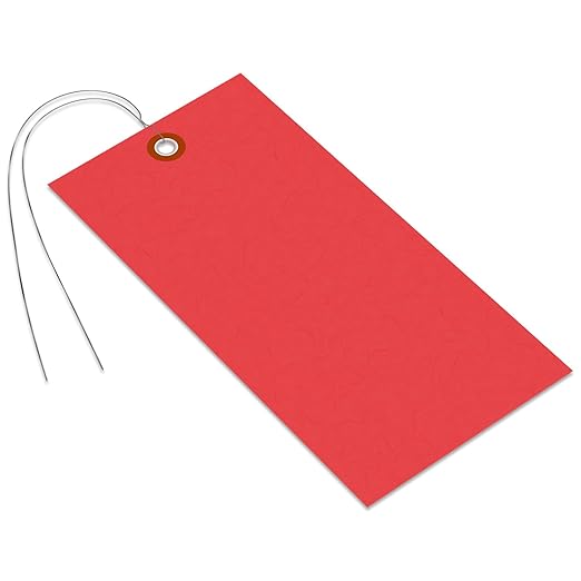 SmartSign Red Tyvek Shipping Tags with Wire, Size #8 | 6 1/4" x 3 1/8", Pack of 1000