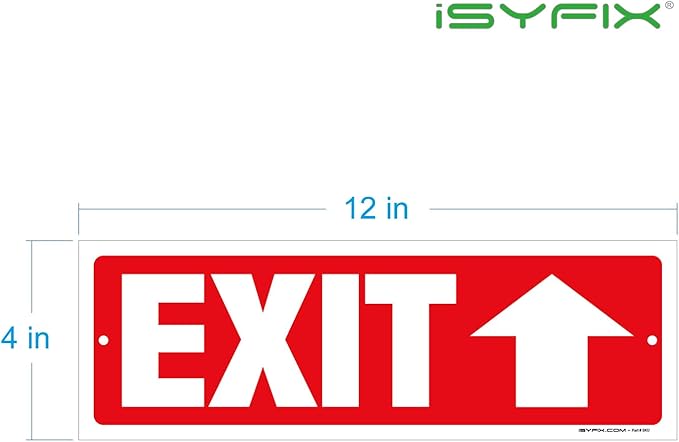 iSYFIX Exit Signs - 6 Pack 12x4 Inch Directional Up Arrow Signs, 40 mil Polystyrene Plastic, UV Laminated, Scratch & Fade Resistant, Waterproof - Ideal for Office, Theater, School, Business