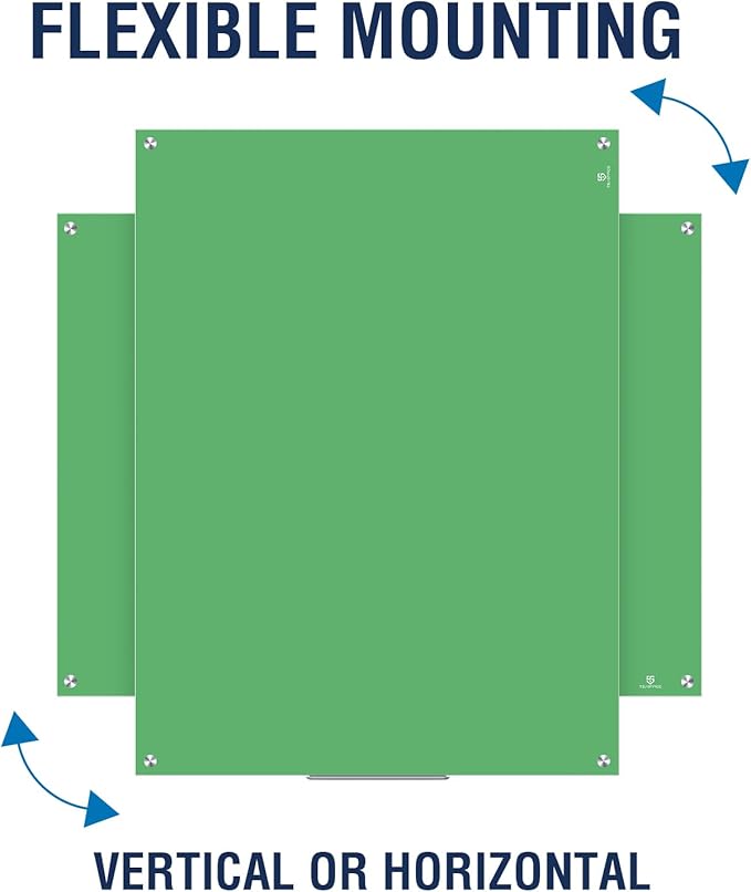 TSJ OFFICE Glass Dry-Erase Board - 48 x 32 Inches Wall Mounted Glass Whiteboard, Large Frameless Magnetic White Board for Office, Home & School, Green