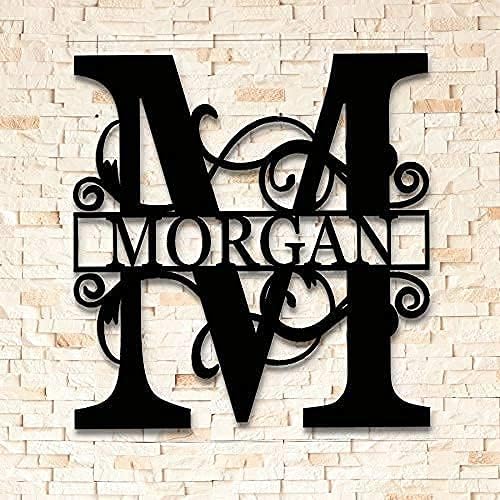 AJD Designs Personalized Metal Name Signs - Split Letter Monogram Wall Art Decor - Durable Steel Family Last Name Decor - Custom Signs Indoor or Outdoor