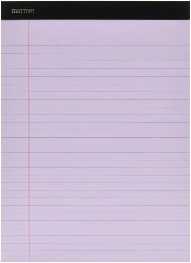 Mintra Office Legal Pads, ((Basic 6pk - (Pastel Version #2), 8.5in x 11in, Wide Ruled))