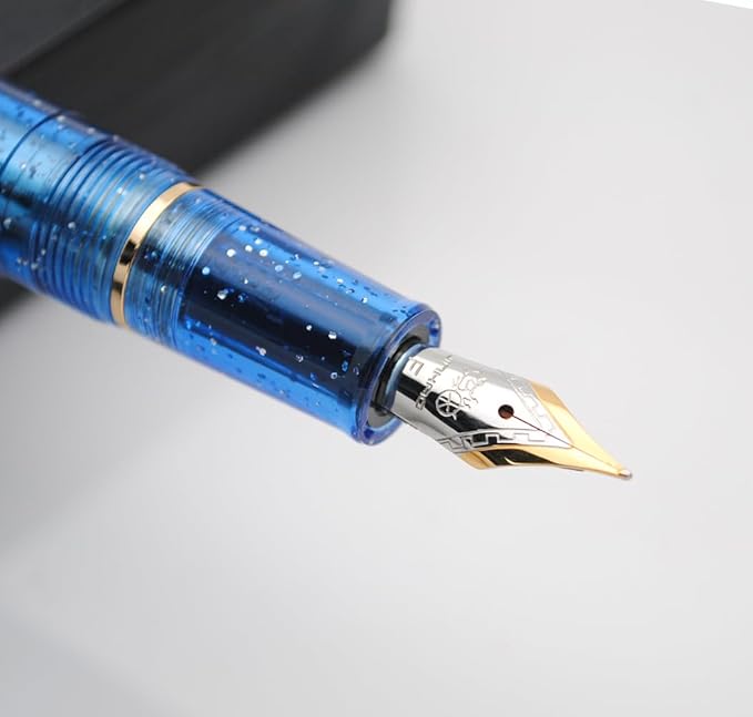JINHAO 82 Fountain Pen (Transparent Fluorescent Blue,Fine Nib 0.5mm)