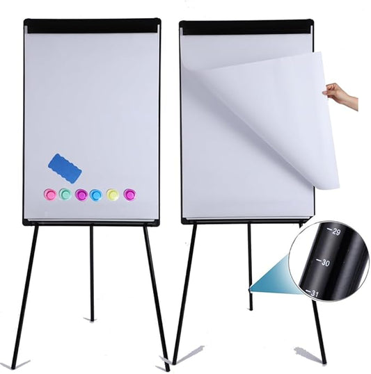 DexBoard 2 Pack Whiteboard Easel 36" x 24" Height Adjustable, Magnetic Dry Erase Board with Tripod Stand, Portable Presentation Easel Includes Flip Chart Paper Pad (25 Sheets), Magnets & Eraser