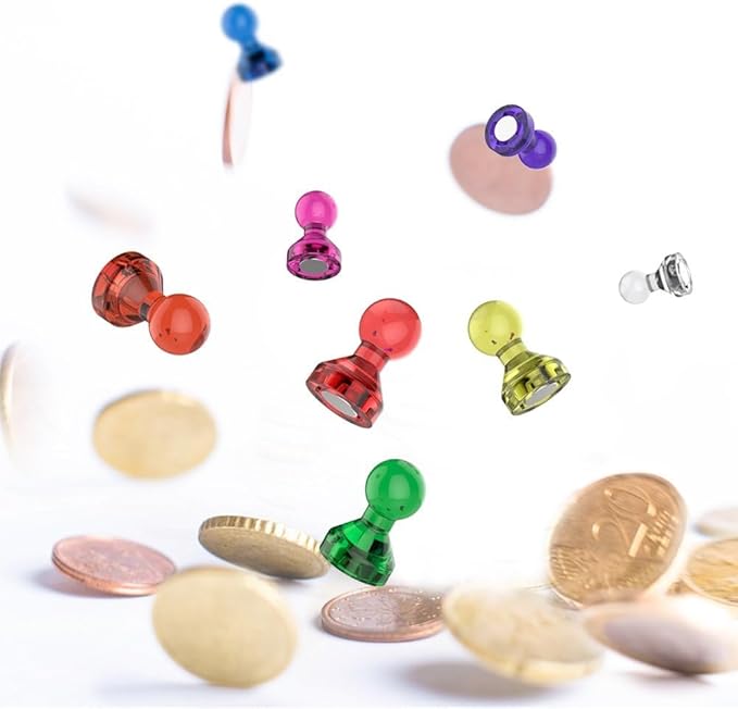 Tiergrade Push Pin Magnets - 58 Pack 7 Assorted Color Strong, Office, Use at Kitchen Home and School Classroom, for Refrigerator Dry Erase Board and Whiteboard.