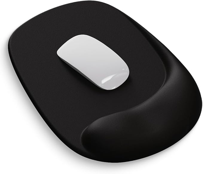 ErgoEase Ergonomic Mouse Pad with Gel Wrist Support - Premium Lycra Fabric, Non-Slip, Ideal for Laptop & Desktop, Office & Gaming，Desk Accessories (00Black)