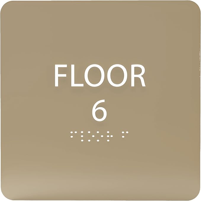 ADA CENTRAL SIGNS - 6" X6" Floor 6 Sign - ADA Compliant Tactile Graphics Grade 2 Braille Text Acrylic Wall Signs - Directional Assistance, Floor Number Safety Sign for Office, school Hospital, Apartment