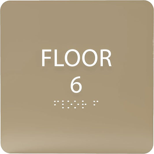 ADA CENTRAL SIGNS - 6" X6" Floor 6 Sign - ADA Compliant Tactile Graphics Grade 2 Braille Text Acrylic Wall Signs - Directional Assistance, Floor Number Safety Sign for Office, school Hospital, Apartment