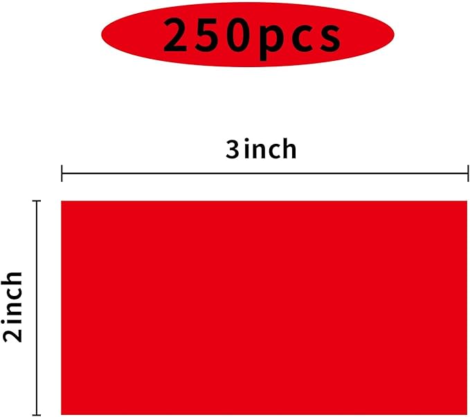 STARLIBOO 250 Red 2*3 Inch Rectangle Removable Writable Color Coding Labels, Name Tag Stickers, File Folder Labels