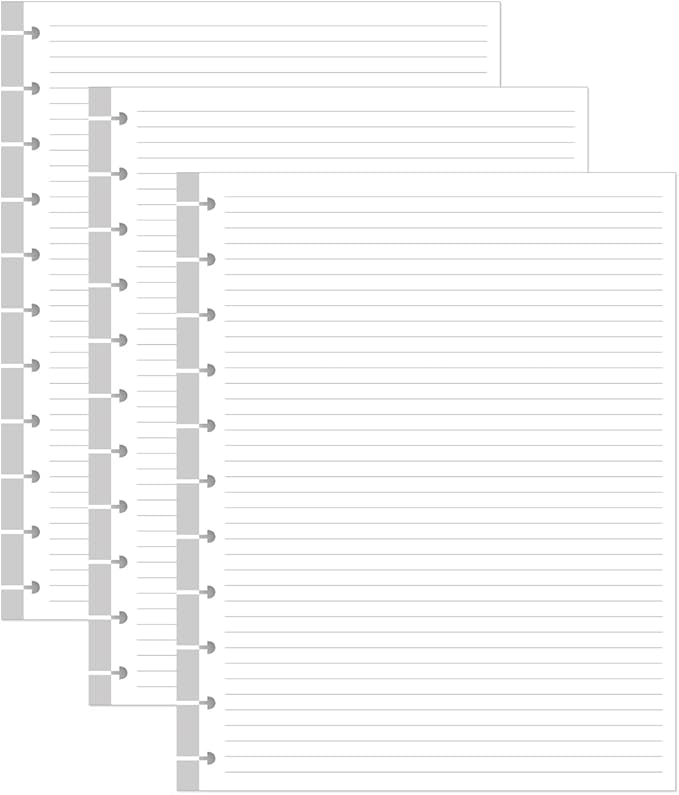 (3-Pack) Letter Size Discbound Refill Paper, 11 Disc Paper Refill for Note-Taking System Discbound Planner, 300Sheets / 600Pages Discbound Paper, 100gsm, White, 8.5'' x 11''