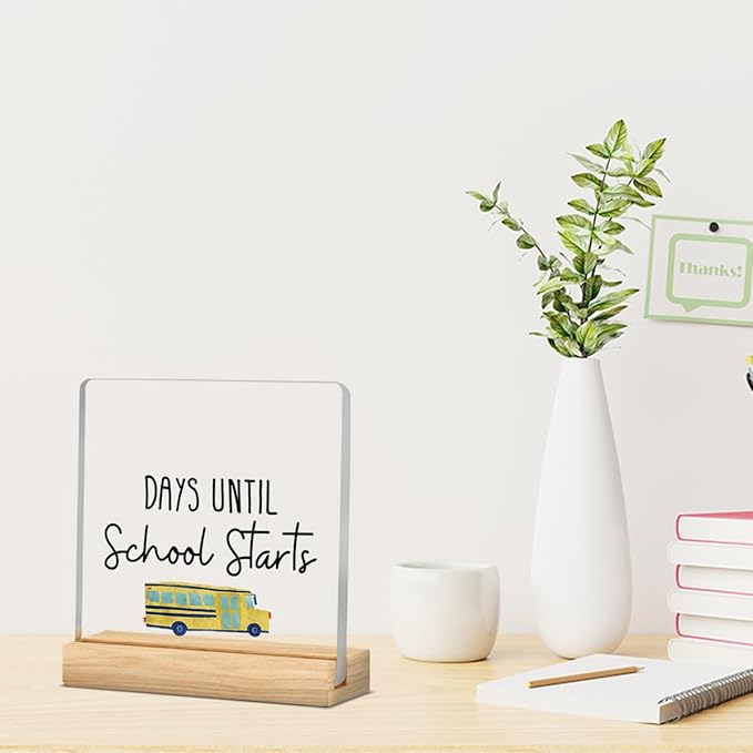 Funny Back to School Countdown Acrylic Sign, Funny Days Until Schools Starts Countdown Decor for Classroom, Best Back to School Gifts for Teacher Students A 09