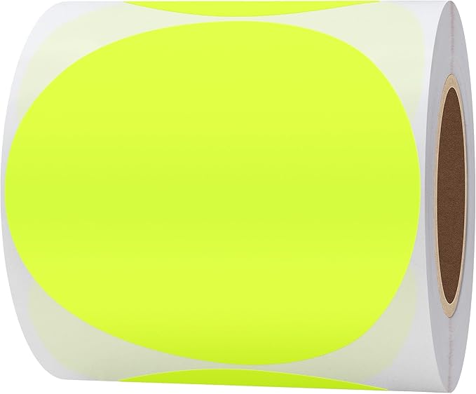 Hybsk Round Color Coding Circle Dots Labels Warehouse Inventory Organizer Stickers (4 inch, Fluorescent Yellow)
