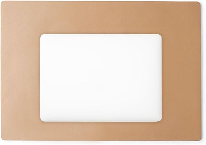 Leatherology Premium Tan Full Grain Leather Modern Conference Pad – Slim Desk Mat for Laptop, Keyboard & Mouse | Professional Workspace