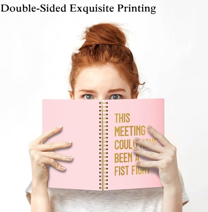 XQLZY This Meeting Could Have Been A Fist Fight Pink Gold Spiral Notebook, Funny Corporate Humor Notepad, Office Sarcastic Humor Gifts for Men Women Coworker BFF Friend, Coworker Christmas Gifts