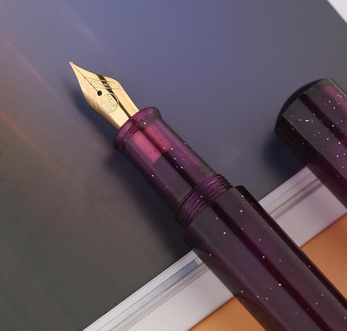 czxwyst Majohn Wancai 2.0 Mini Pocket-Size Eyedropper Fountain Pen (EF Nib 0.38mm, Starry Purple)
