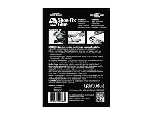 Shoe-Fix Glue Black: Professional Grade Adhesive for Shoes, Boots, Sandals, Sneakers, Handbags and More (0.7 oz/20g) Flexible Bond in Seconds, No Clamping Needed