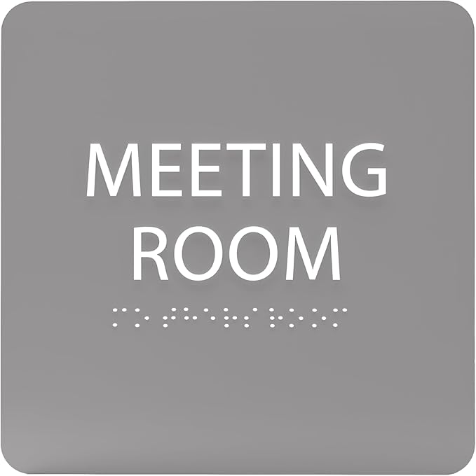 ADA CENTRAL SIGNS - 6" X6" Meeting Room Sign - ADA Compliant Tactile Graphics Grade 2 Braille Text Acrylic Wall Sign - Privacy Interview Room Name Door Sign for Schools Hospitals Offices & Apartments