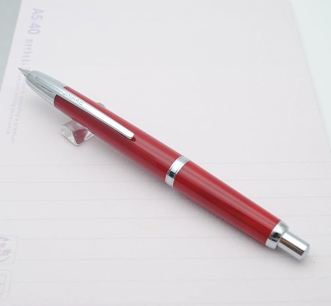 JINHAO 20 Press Fountain Pen, Retractable Capless Resin Pen with Ink Converter (F Nib 0.5mm, Wine Red)