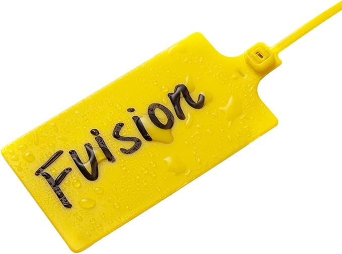 200Pcs Plastic Seals Shipping Label Tags, Writable Marker Big Sign Tie for Logistics, 255mm Total Length Self Locking Inventory Waterproof Tag Fastener (Yellow)