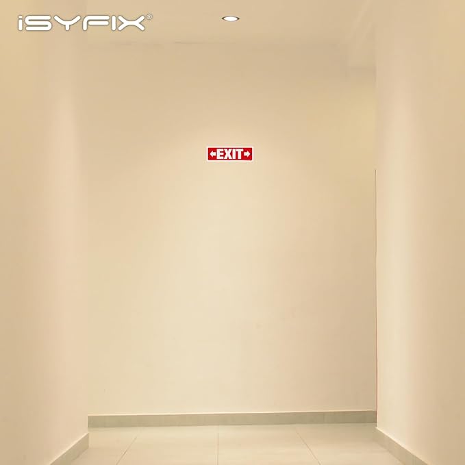 iSYFIX Exit Signs - 2 Pack 12x4 Inch Directional Right & Left Arrow Signs, 40 mil Polystyrene Plastic, UV Laminated, Scratch & Fade Resistant, Waterproof - Ideal for Office, Theater, School, Business