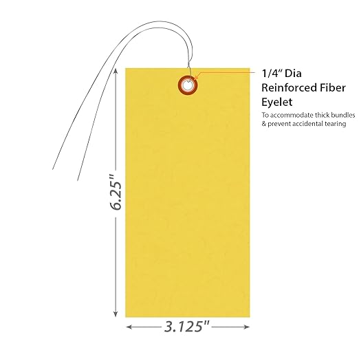 SmartSign Blank Tyvek Shipping Tags with Wire, Size #8 | 6 1/4" x 3 1/8", Pack of 1000, Yellow