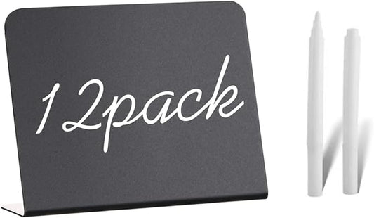 12 Pack Mini Chalkboard Signs - 4"x3" for Food, Party, Buffet, Wedding & Bakery