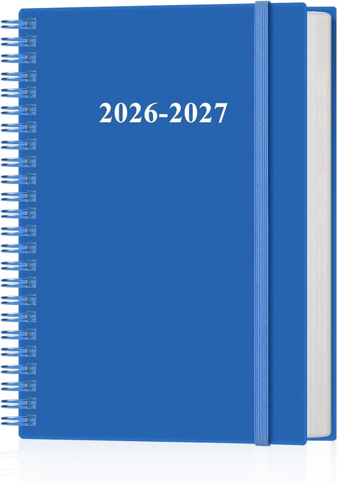 2026-2027 Planner - Weekly & Monthly Planner from January 2026 - June 2027, Spiral Planners 2026-2027 with Elastic Closure, Inner Pocket, Medium 5.8" x 8.3", Blue