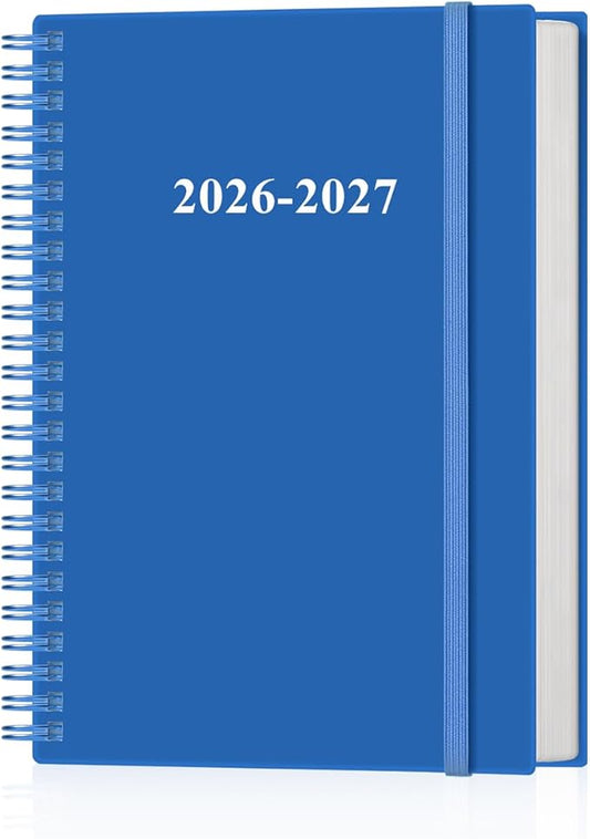2026-2027 Planner - Weekly & Monthly Planner from January 2026 - June 2027, Spiral Planners 2026-2027 with Elastic Closure, Inner Pocket, Medium 5.8" x 8.3", Blue