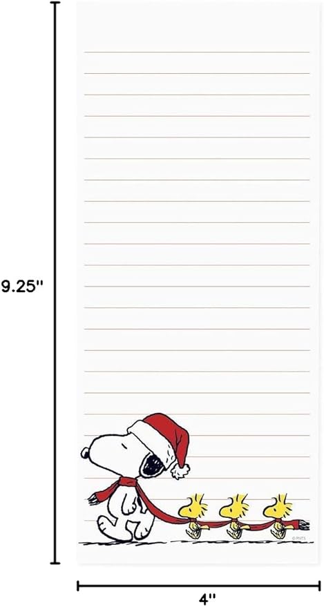 Graphique Snoopy Scarf Train Magnetic Notepad | 100 Tear-Away Sheets | Grocery, Shopping, To-Do List | Writing Pad for Fridge, Kitchen, Office | Lined Paper | Great Gift | 4” x 9.25”