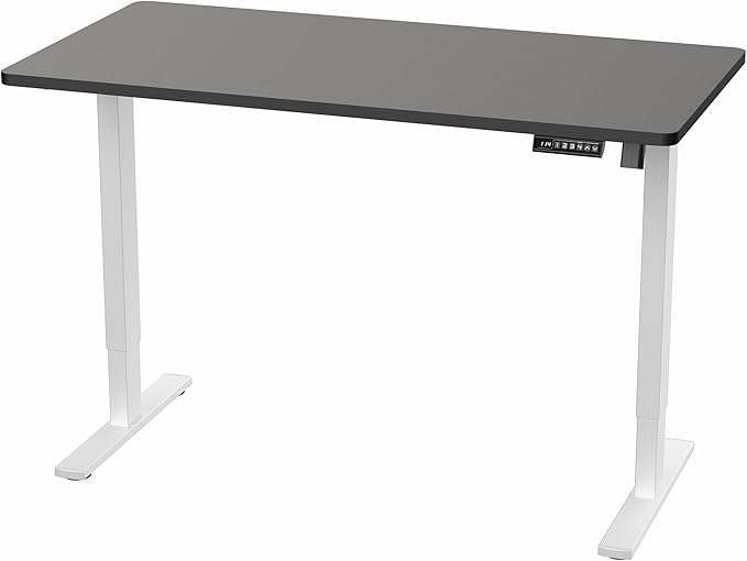 VIVO Electric 55 x 28 in Standing Desk, Memory Height Adjustment, 1B Series, Holds 220 lbs, One-Piece Black Top, White Frame, DESK-KIT-1W55B