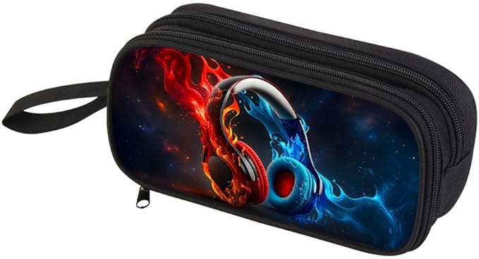 HiGaits Pencil Case for Boys,Multi-Slot Large Capacity Pencil Pouch with Soft Zipper, Durable Pen Box Headphones