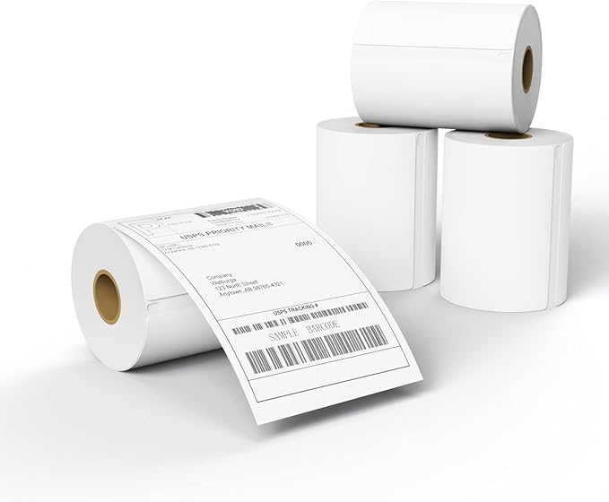 MFLABEL 4x6 Direct Thermal Shipping Labels - 4 Rolls, 220 Labels/Roll, Perforated Postage Paper with Alignment Hole, Compatible with 4XL LabelWriter 1744907 & 1755120, Rollo for USPS, UPS