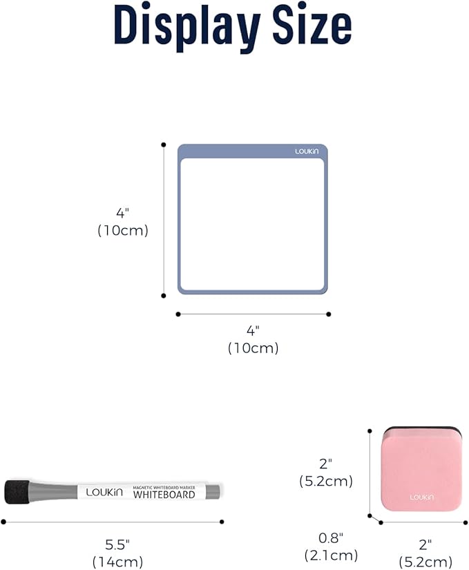 loukin Dry Erase Mini Note 6 Pack, Electrostatic Adsorption Whiteboard Sticker, 4"×4" Reusable notepads for Office, Classroom, Refrigerator, Clings Any Shiny Surface, 3 Color Markers & 1 Eraser