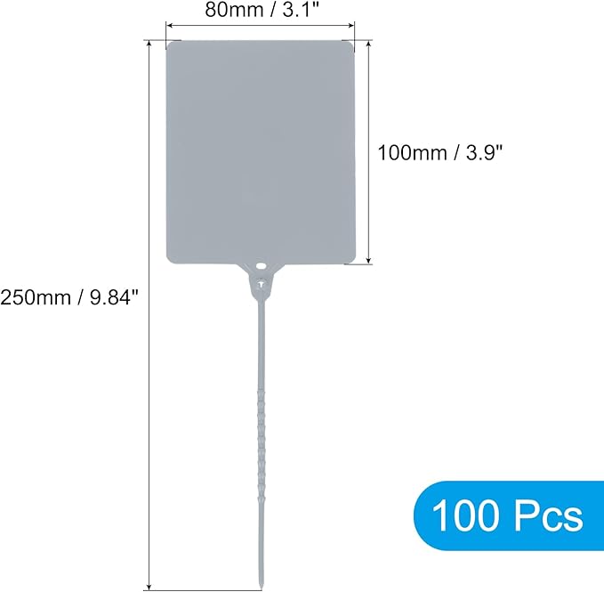 MECCANIXITY Plastic Seals Shipping Tags, for Basket Labels Cable Labels Tags Product Identification Tags, Logistics Marking, Outdoor Tagging, 3.1x3.9 Inch Gray 100Packs