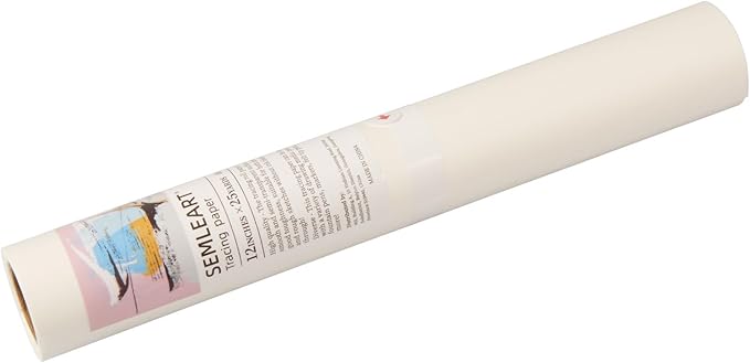 SEMLEART Tracing Paper Roll,12-inch x 25yard，White Translucent Vellum,Pattern Paper for Sewing, Drawing, Sketching, Gift Wrapping