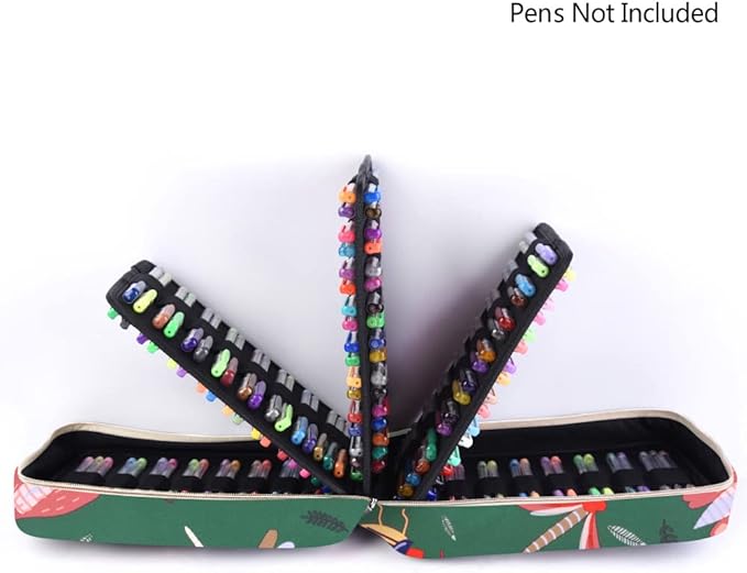 Pencil Case Holder Slot - Holds 202 Colored Pencils or 136 Gel Pens with Zipper Closure - Large Capacity Polyester Pen Organizer for Watercolor Pens or Markers - Perfect for Artist Green Dragonfly