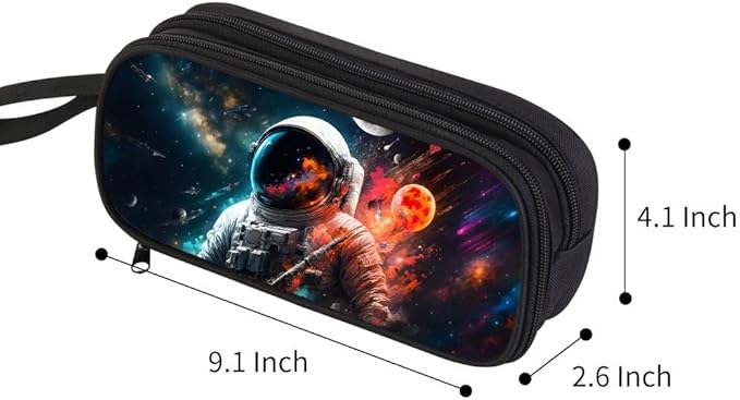HiGaits Pencil Case for Boys,Multi-Slot Large Capacity Pencil Pouch with Soft Zipper, Durable Pen Box Astronaut