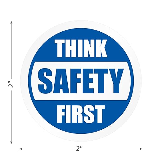 SmartSign Think Safety First Pack of 5 Hard Hat Labels | Retro-Reflective, 2" Circle