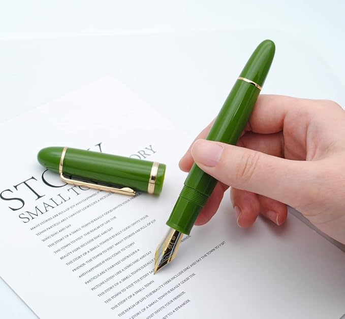 JINHAO X159 Fountain Pen (EF Nib 0.38mm, Avocado Green with Gold Clip)