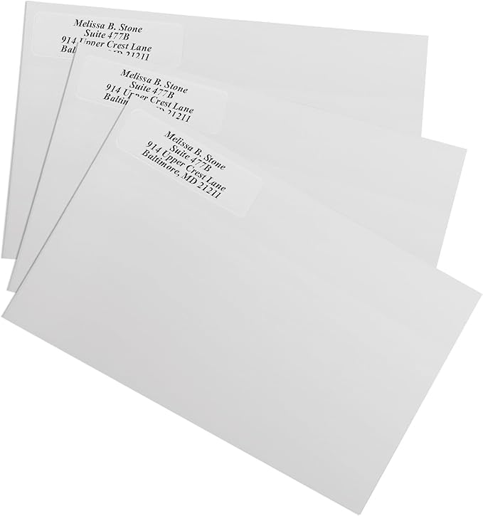 Clear Personalized Return Address Labels Without Dispenser - Roll of 250 Custom See Through Transparent Stickers