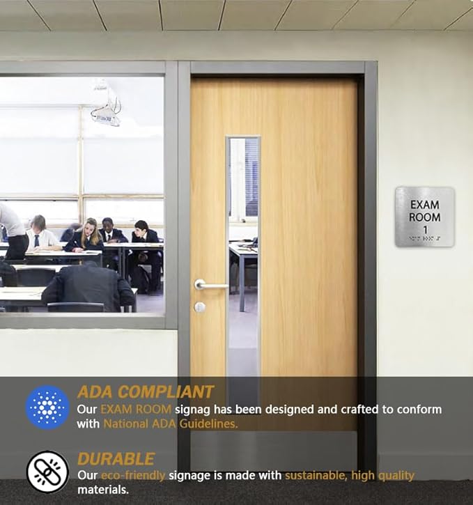 Exam Room Sign 6" x 6" Numbers 1-5 with Braille and Tactile Identification Signs Numbers for Apartment Offices Educational Institution Directional Assistance Test Center Elevator Sign Door Number Signs