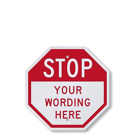 SmartSign Custom STOP Sign 12" x 12" 3M Engineer Grade Reflective Aluminum, Personalized Metal Sign for Outdoor, Parking Lots, Gate, Garages, USA-Made