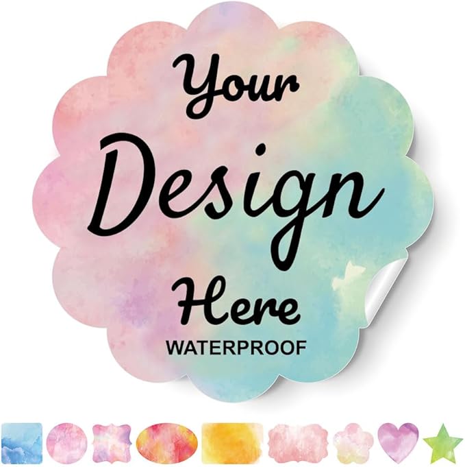 AHEADGOODS Custom Stickers - Personalized Labels, Customized Stickers with Any Design Image Logo Text, 100 Labels (Scalloped, 4"x4")