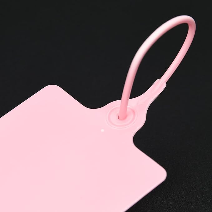 100 Plastic Shipping Tags - Waterproof, Writable, Hanging Tags with One Pink Marker Pen