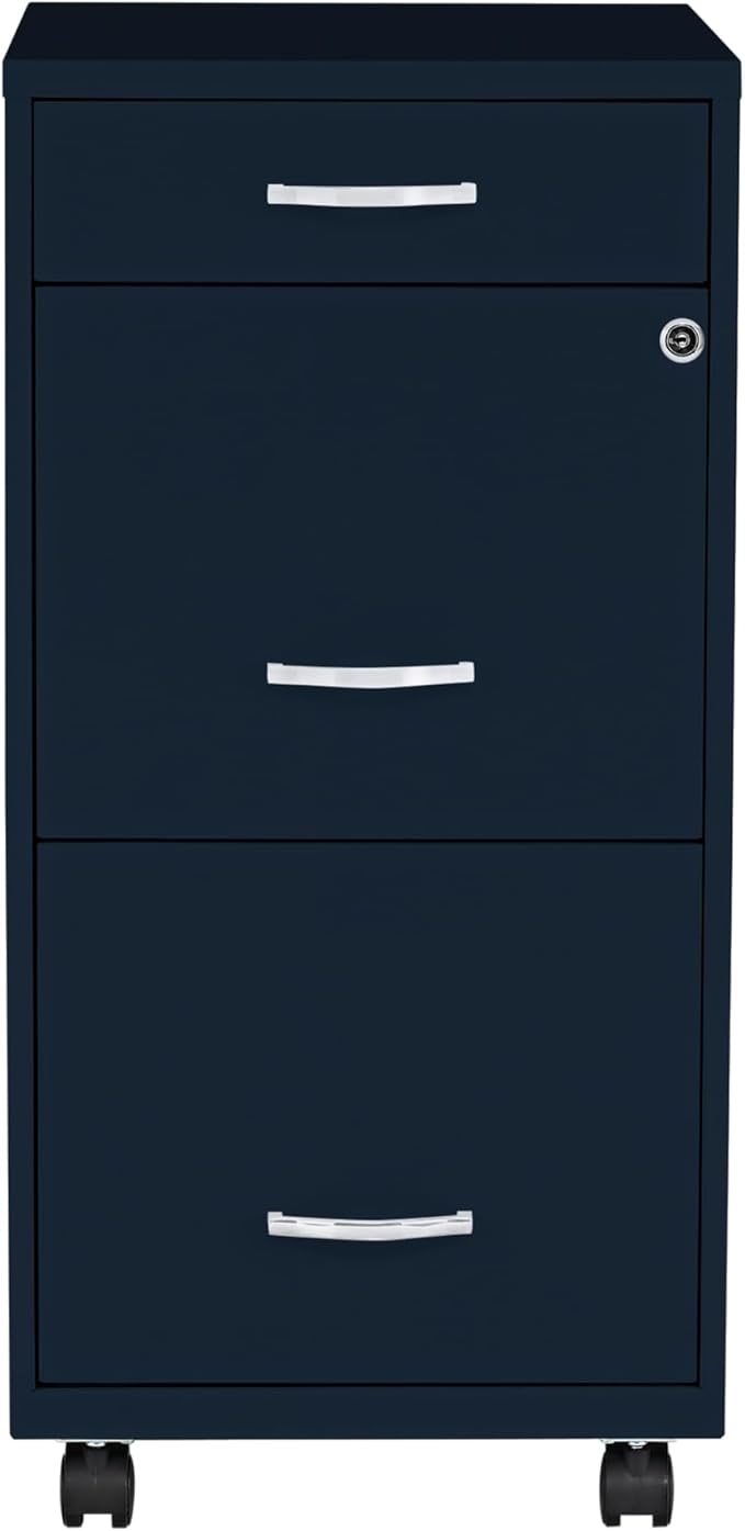 LYS SOHO Box/File/File Mobile Navy File Cabinet, 3 Drawer