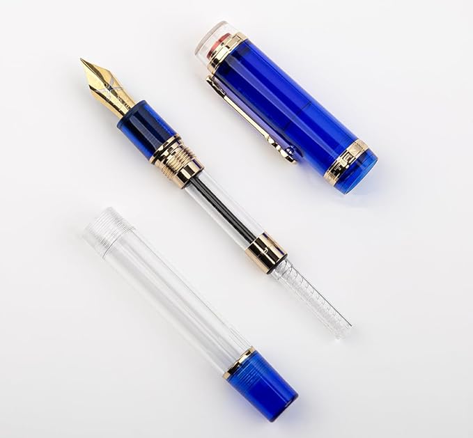 JINHAO 1935 Fountain Pen TIANDAO Series #8 Nib Ink Pen with Guitar-Shaped Clip and Ink Converter (M Nib 0.7mm, Blue)