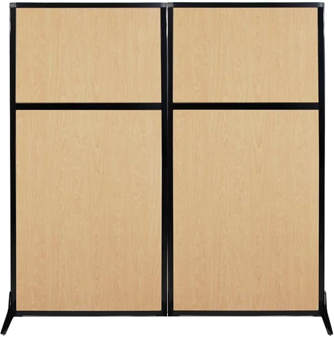 Versare Workstation Partition | Portable Wall Divider | Modern Office Cubicle | Free Standing Privacy Screen | Flexible Work Space | 66" x 70" Natural Maple Wood Grain Panels No Window